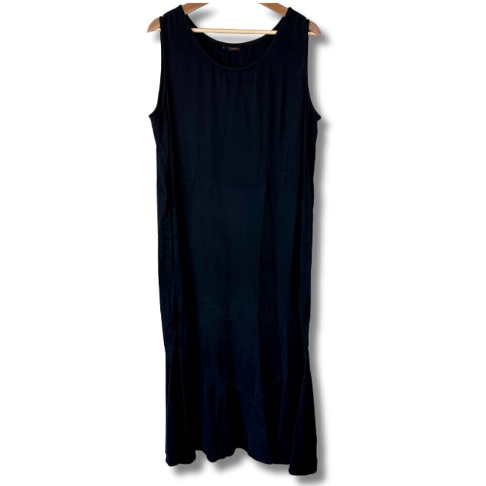 Tianello Women's Panel Maxi Dress Neutral Lagenlook Black Large